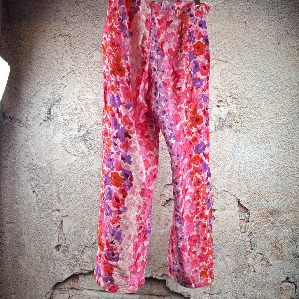H&M nwt size 16 Floral Pink and Purple Wide-Leg Pants. A233 - Picture 7 of 8